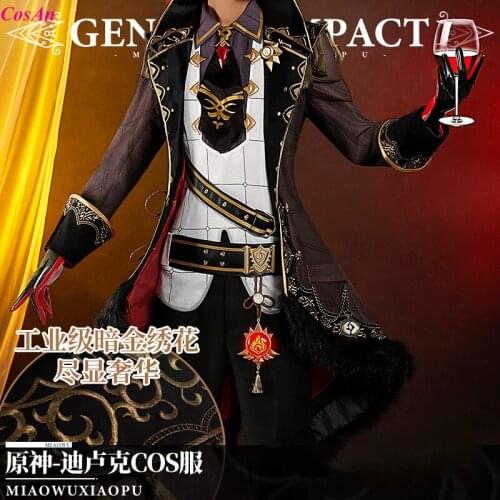 New Arrival Game Genshin Impact Diluc Cosplay Costume Fashion Brown Uniform Suits Male Halloween Party Role Play Clothing S-XL