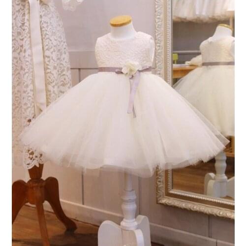 Baby Girl Dress Sleeveless Tulle Kids 1st Birthday Girl Party Gown Infant Baptism Dresses Newborn Girl Christening Gown