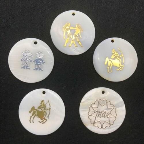 Gold Sliver Color Alloy Floating Figure Shell Bead White Natural Shell Beads For Making DIY Neckalce Jewelry Pendant Accessories