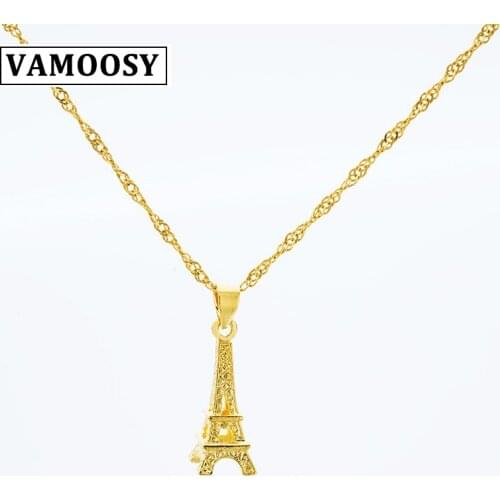 Real 24K Gold Color Travel Pendant Tower Pendant Charm for Women Fit Original no Chain Charm Bracelet Gift Jewelry