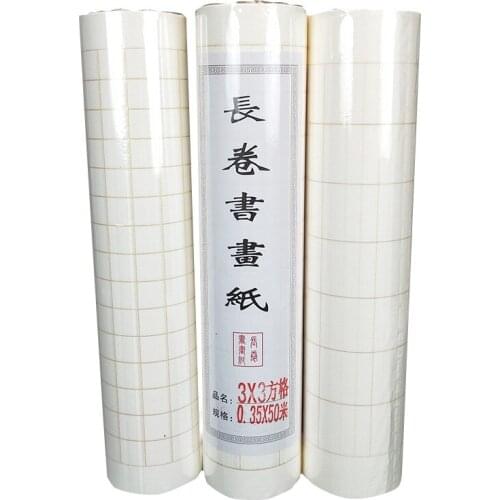 Half-ripe Xuan Paper Chinese Calligraphy Writing Rice Paper 100m Half-Ripe Roll Xuan Paper with Grid Chinese Painting Supply