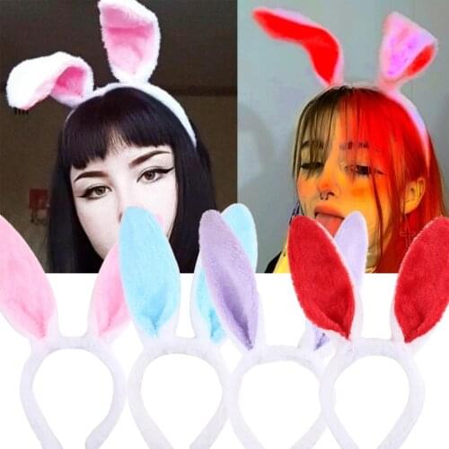 Cute Bunny Plush Ears Headband Cosplay Rabbit Ears Hairband Rabbit Headwears Anime Bunny Hairpin Cosplay Girls Hair Accessories