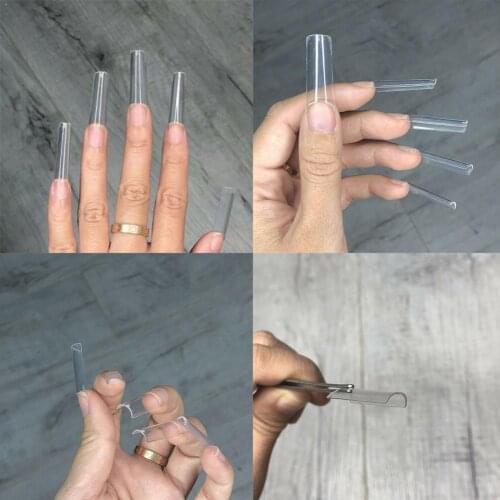 Transparent Acrylic Fake Nails Curved Half Cover False Straight Household Tips Length Fingers Decorate M0E0