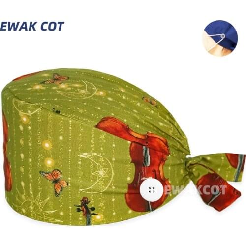 New Unisex Scrub Cap Cat Printing Cotton Nursing Hats gorros quirurgicos mujer Pet Shop Chef Working Hat Scrubs Caps Wholesale