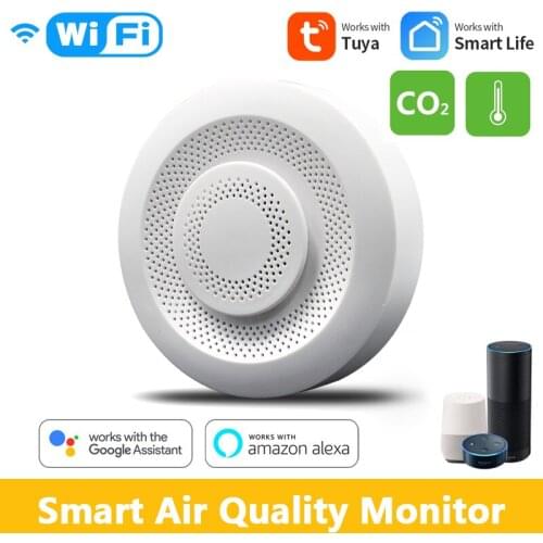 Tuya WiFi Smart Air Quality Sensor Air Box Formaldehyde VOC CO2 Temperature Humidity Sensors Monitor Via Alexa Smart Life New