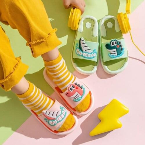 Cartoon Dinosaur Children Slippers Summer Non-Slip Waterproof Home Indoors Kids Shoes Soft Bathroom Slippers Childrens Shoes