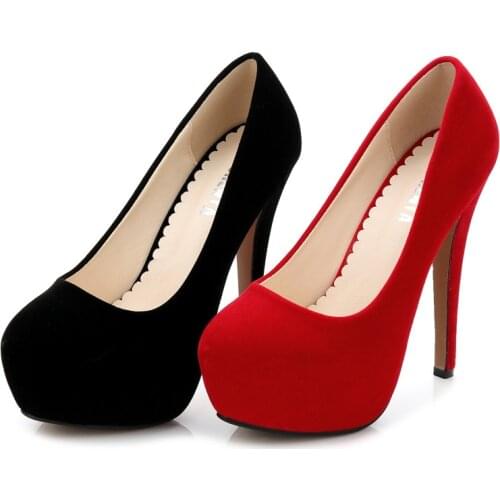 High Heels Platform Pumps 14cm Sexy Ladies Shoes Party Stiletto Heels 4cm Waterproof Womens Shoes Size 46 Round-Toe6gb