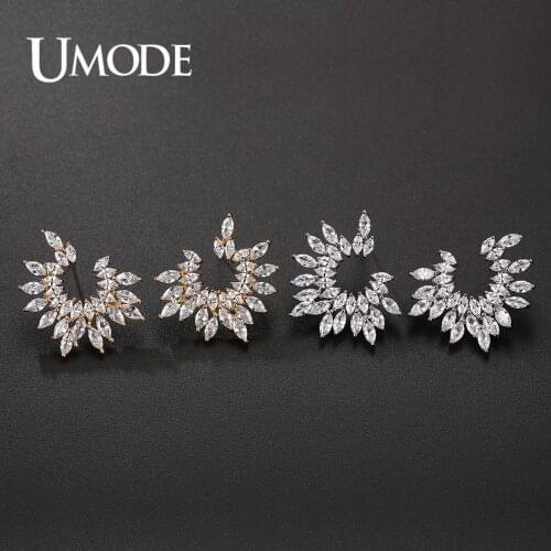 UMODE New Unique Paved CZ Crystal Wing Stud Earrings for Women Fashion Zircon Earring Jewelry Birthday Dating Gift Bijoux UE0655