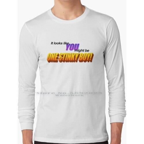 Stinky Boy! Long Sleeve T Shirt 100% Pure Cotton Big Size Stinky Boy Funny Wordart Word Art 1990 1990s 90s Microsoft Windows