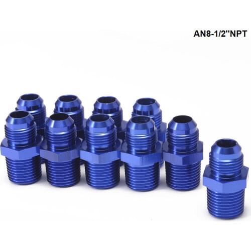 10PCS/LOT Oil /Fuel Line Hose /Gauge Male/Hose Union End Fitting Adaptor Aluminum For Oil Cooler/Gauge AN8-1/2''NPT