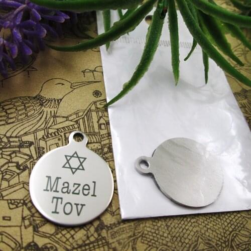 10pcs--"Mazel Tov"stainless steel charms 5 styles for choosing DIY Charms for necklace bracelets
