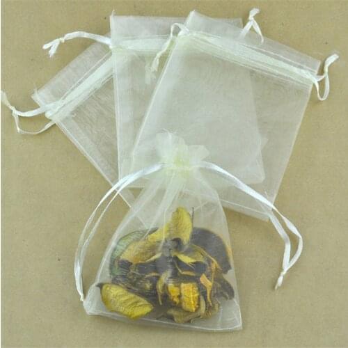 100pcs 11x16cm Organza gift bags Beige color Drawable Organza Bags for Wedding Christmas Gift Bags free shipping