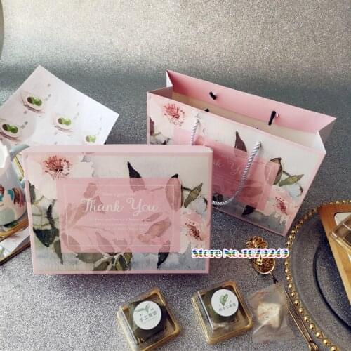 22*15*6.5cm Wedding gift bags gift pink cases for cake moon containing mooncake packaging box100pcs/lot