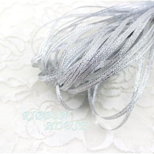 3mm Silver Glitter Onion Ribbon for DIY Bow Craft Decor Wedding Party Decoration Gift Wrapping Scrapbooking Supplies 10 meters