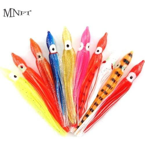 MNFT 5Pcs 12cm 10cm 9cm Multicolour Soft Plastic Saltwater Soft Squid Fishing Lures Octopus Skirt Bait