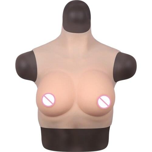 B CUP Short High Collar Neck Fake Artificial Boob Realistic Silicone Breast Forms Crossdresser Shemale Transgender Drag Queen 4G
