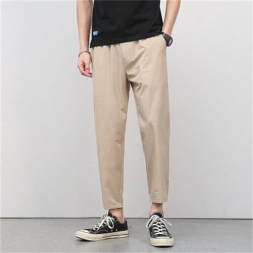 Pants Mens 2021 New Spring And Autumn Thin Sports Nine-point Pants Ice Silk Casual Trousers Fashion Joggers