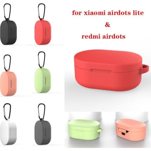For Xiaomi Airdots S Tws Redmi Airdots S Case Solid Color Silicone Protection Cases Redmi Airdots Case with Hook Fundas
