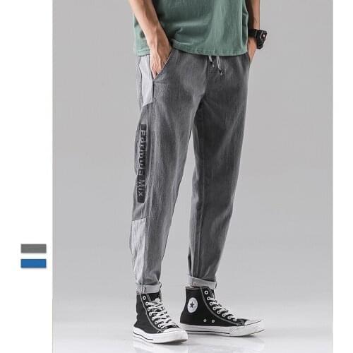 Hip Hop Japanese Mens Jeans Side Letter Printed Man Joggers 2020 Autumn Korean Men Casual Demin Pants 4XL Male Trousers