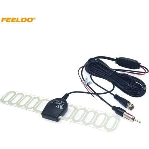 FEELDO 1Set Car TV Digital DVB-T 2in1 FM/Radio Antenna Amplifier Booster F connector