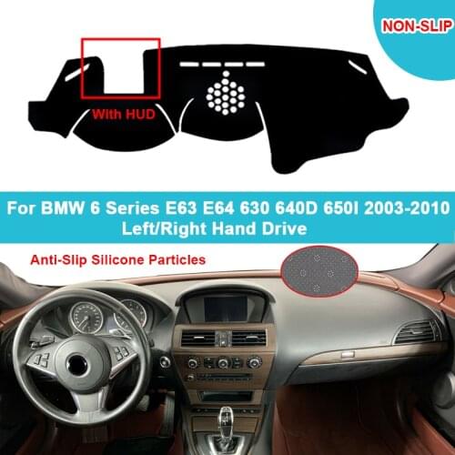 Flannel Suede Polyester Car Dashboard Cover Dash Mat For BMW 6 Series E63 E64 630 640D 650I 2003-2010 with HUD Carpet Protector