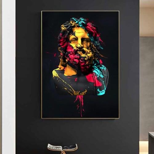 Greek Mythology Zeus Sculpture Canvas Art Posters and Prints Portrait of Zeus Wall Paintings Print on Canvas Pictures Home Decor