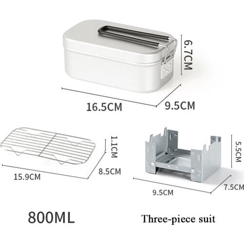 3Pcs Set Camping Foldable Aluminum Alloy Tableware Picnic Box Outdoor Food Container Lunch-Box Dinnerware Kitchen Utensils