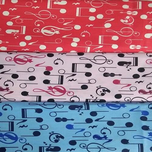 Pretty Blue Pink Red 50x40cm Music Note Printed Cotton Fabric Musical Note Fabric Patchwork DIY Sewing Home Decor