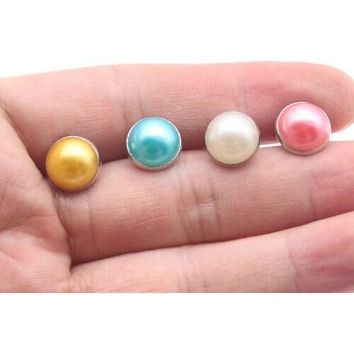 Colorful Acrylic Pearls Punk Double Caps Studs Leather Rivets for Bag Shoes Clothes Garment Pet Collar Crafts Sewing Diy