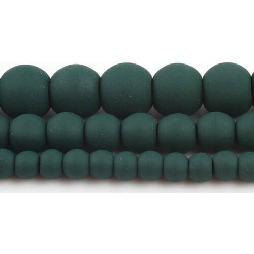 4/6/8mm Natural Matte Dark Green Hematite Stone Rubber Round Spacer Beads for DIY Bracelet Accessories Jewellery Making 15"