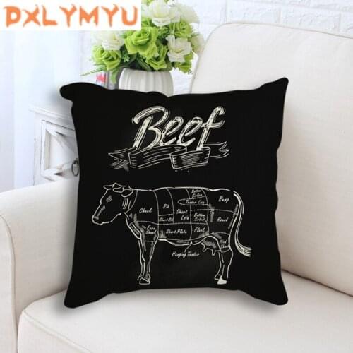 Square pillow cover coffee black canvas poster murals HD painting printed linen pillowcase cushion cover for seat cushion sofa