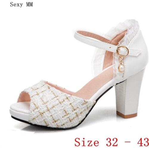 Summer Pumps Women Peep Toe High Heels Party Wedding Platform Sandals Woman High Heel Shoes Small Plus Size 32 33 - 40 41 42 43
