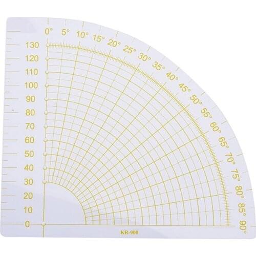 DIY Plastic Patchwork Fan Ruler Transparent+Yellow Quilting Sewing Tailor Circle Cutter Tool 16x16cm