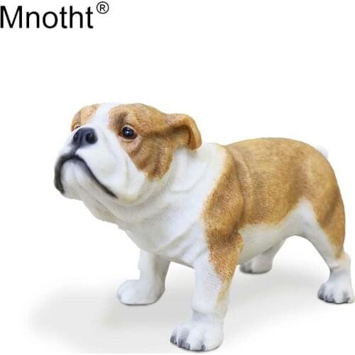 Mnotht 1/6 British Bulldog Model Cattle Dog Mini Toy Resin Scene Accessory for Action Figure Collection Decoration Gift