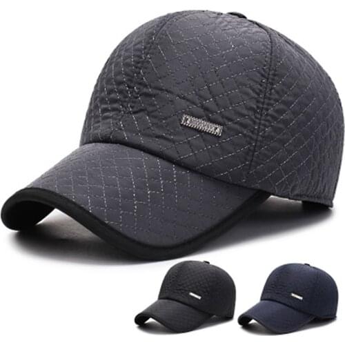 Mens Adjustable Baseball Caps Autumn/Winter Cotton Thickened Outdoor Hat Ear Protection Keep Warm Cap Casual Wild Sun Hats