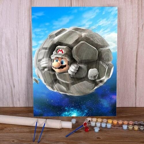Carton Mario Paint By Numbers Kit Acrylic Paints 50*70 Canvas Painting Handmade Children Handiwork Drawing