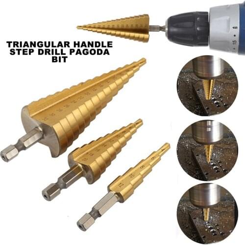 3-12mm 4-12mm 4-20mm HSS Straight Groove Step Drill Bit Set Titanium Coated Wood Metal Hole Cutter Core Drill Bit Set
