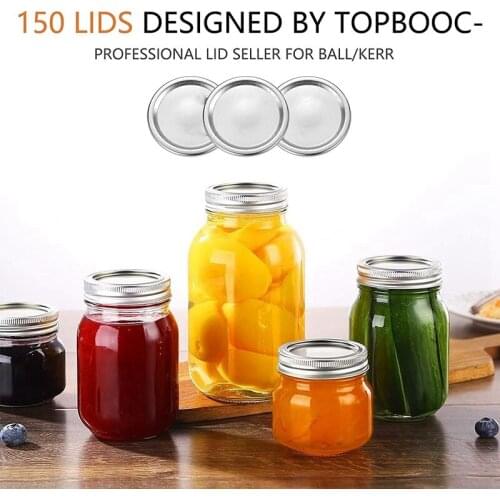 NHBR 150 Count Wide Mouth Canning Lids for Ball Kerr Jars Split-Type Metal Mason Jar Lids for Canning Lids