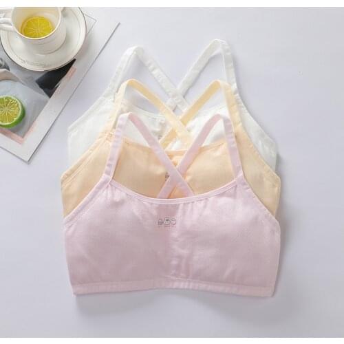 3 Pcs/Lot Cotton Girls Underwear Bra Cute Cartoon Children Bra Breathable Teenage Girls Bras Soft Crop Tops Brassieres for Girls