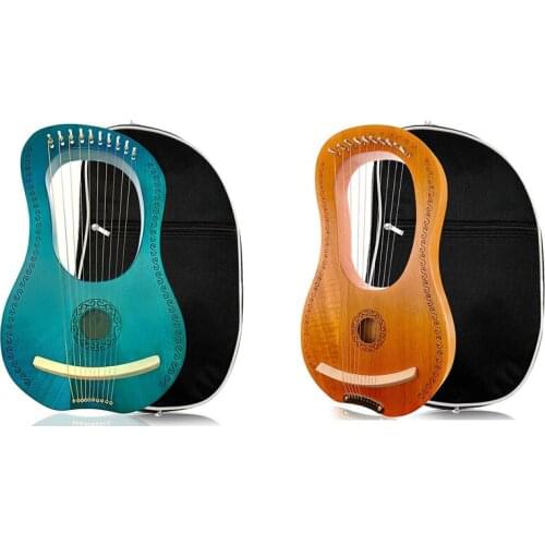 New 10 String Lyre Harp,Mahogany String Instrument with with Carry Bag Tuning Tool