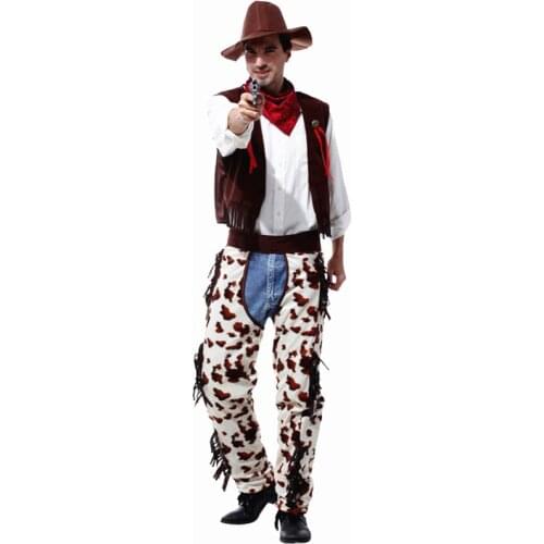 New Ault Halloween Cowboy Costumes for Men Cowboy Cosplays Carnival Purim parade Stage play Masquerade Nightclub Bar party dress