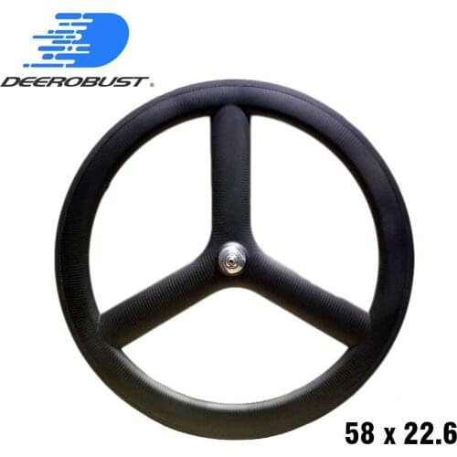 FRONT TUBULAR/CLINCHER Wheel Twill 700C 58mm x 22.6mm Tri spokes 3 spoke Carbon Wheel Road Track Fixed Gear Bike TT/Triathlon