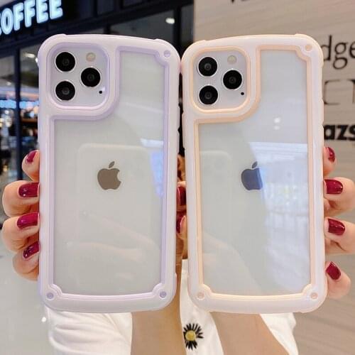 Candy Color Transparent Phone Case For iPhone 12 12Pro 11Pro Max XR X XS Max 7 8 Plus Soft Silicone Bumper Shockproof Back Cover