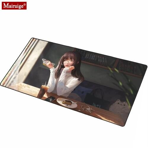 Colorful LED Mousepad RGB Glow Anime Girl Black Simple Long Hair Bangs Manga XXL Large Pink Mouse Pad 900x400mm Gamer Desk Mat