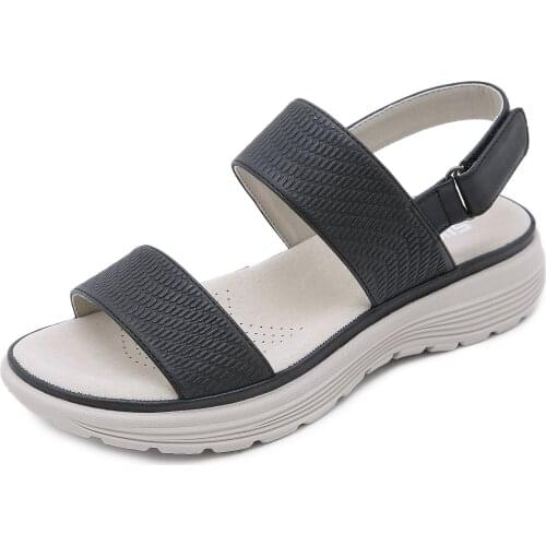 Women Leather Sandals Female Sports Slope with Lightweight Plus Size Summer Shoes Woman Wedges Sandals Zapatos De Mujer 2021