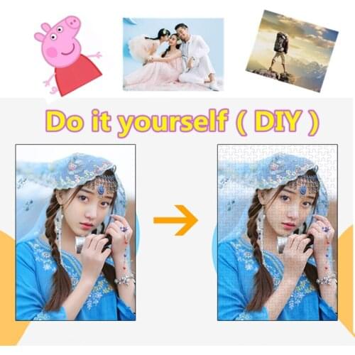 DIY wood made/1000 Pieces Customized Jigsaw puzzle toys for Adults Couple/parent-child/movie star/cartoon Pig Pecs
