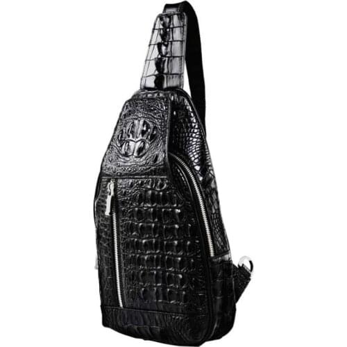 Hongqiangyin new Crocodile skin breast pack Men single shoulder bag leather mens chest bag crossbody bag fashion casual