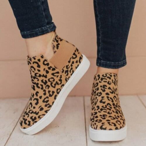 Women Flats Shoes Leopard Slip On Ladies Shoes Round Toe Thick Bottom Non-slip Female Footwear Autumn Fashion Casual Flat Shoes