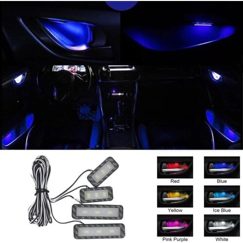 Universal Car Door Bowl Light One For Four LED Atmosphere Lights Decoration Modification Armrests Car Interior Atmosphere Lights