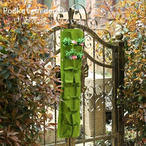Pocketgarden Vertical garden Grow Bags 16 Pockets Planter Home Garden Wall Planters Living Garden Bag Garden Decoration 25*100cm